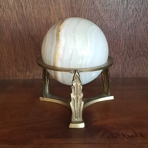 Vintage brass crystal ball holder